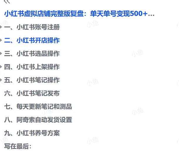 图片[7]-【2025.9.22】小红书虚拟店铺完整版复盘：单天单号变现500+，一条龙副业玩法分享给你-小鱼项目网