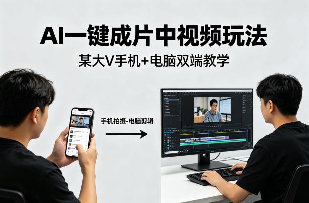 AI一键成片中视频玩法,某大V中视频教学(手机+电脑)