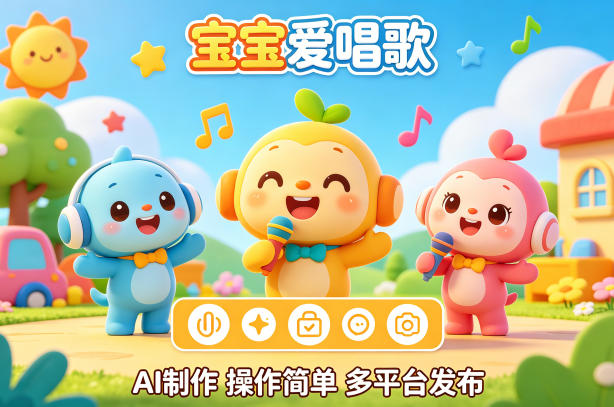 AI制作儿歌动画短视频，可多平台发布，操作简单好上手