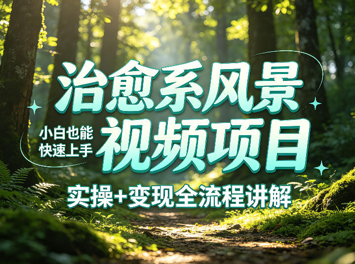治愈系风景视频项目拆解，小白也能快速上手，实操+变现全流程讲解