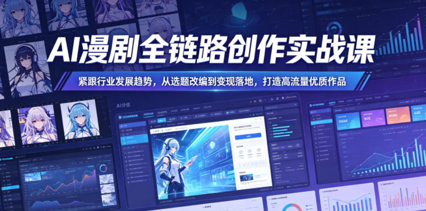 AI漫剧全链路创作实战课,紧跟行业发展趋势,从选题改编到变现落地,打造高流量优质作品
