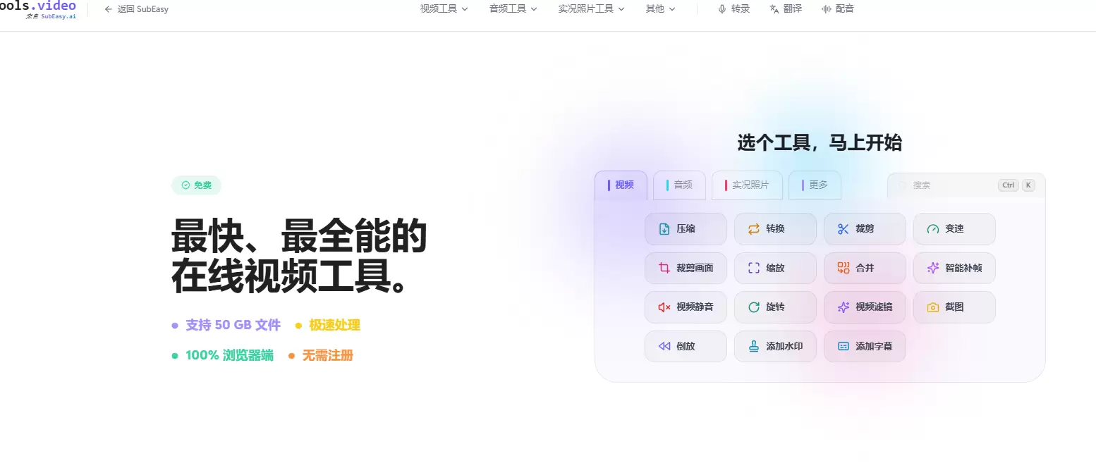 今天小鱼给大家推荐一个在线音频和视频处理工具 - 功能都是免-小鱼项目网