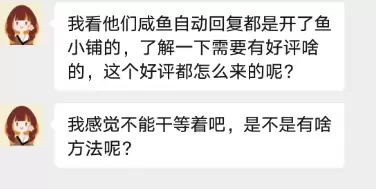 小鱼你好，我看咸鱼自动回复都是开了鱼小铺的，想了解下好评怎么-小鱼项目网