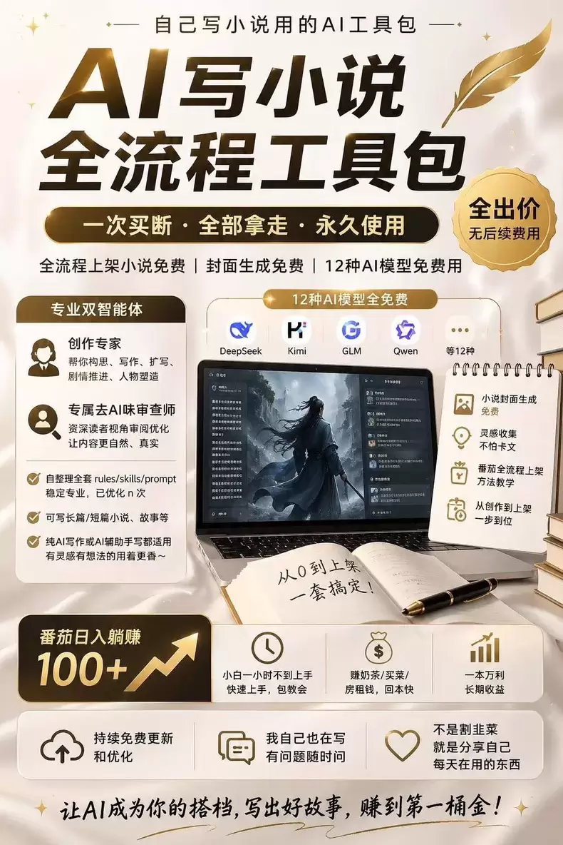 虚拟产品 355. AI小说创作工具包

全流程完整，小说上-小鱼项目网