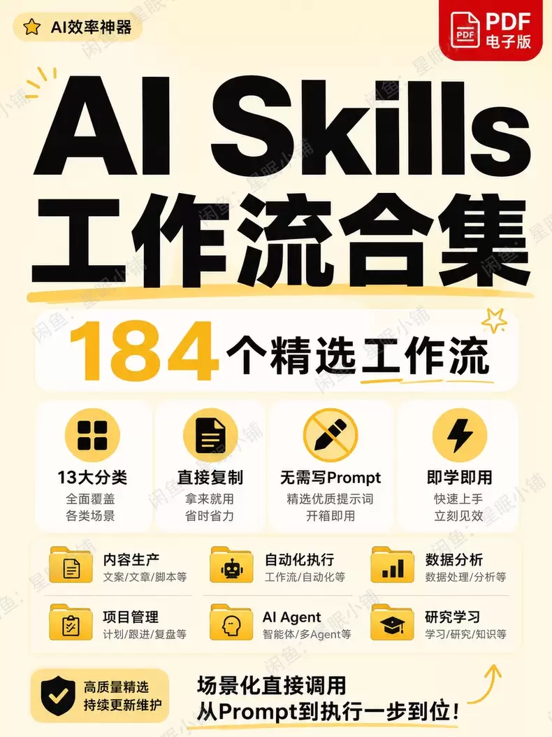 虚拟产品 360. AI Skills工作流合集资料

内容-小鱼项目网