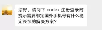 小鱼你好，请问下codex注册登录时提示需要绑定国外手机号有-小鱼项目网