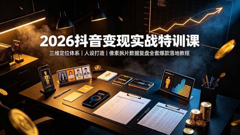 【2026.07.18】2026抖音变现实战特训:三维定位+人设打造+像素级拆片复盘,爆款全流程落地指南-小鱼项目网