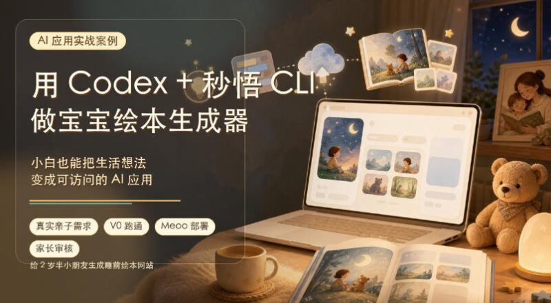 【2026.07.18】小白也能玩转AI:用Codex+秒悟CLI打造专属宝宝绘本生成器,轻松把生活创意变成智能应用-小鱼项目网