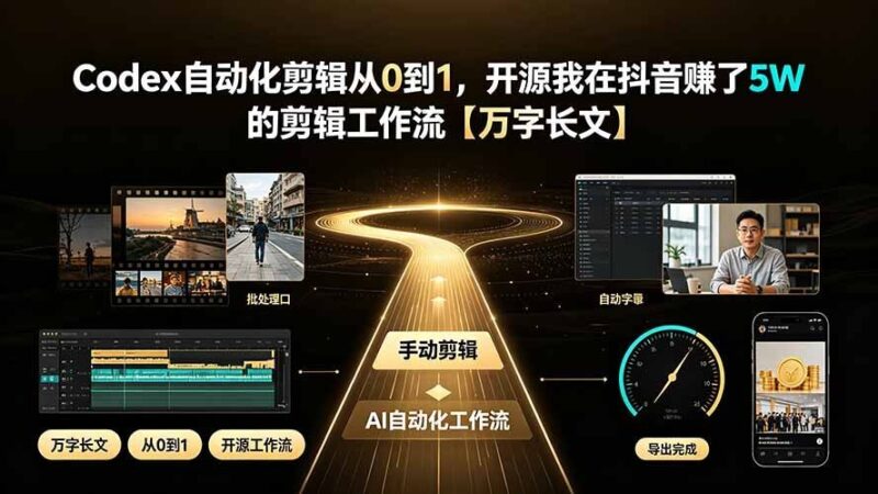 【2026.07.23】开源Codex自动化剪辑全流程:从零搭建抖音爆款工作流,我赚了5W的实战经验-小鱼项目网