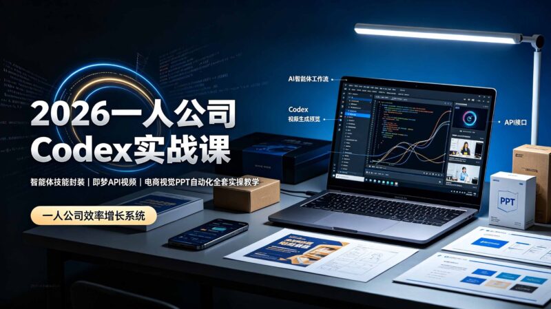 【2026.07.23】2026一人公司Codex实战课:智能体技能封装+即梦API视频+电商视觉PPT自动化,全套实操教学-小鱼项目网