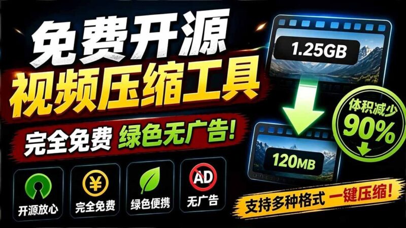 【2026.07.23】VideoSlim开源神器:Github视频压缩率高达90%,画质无损且永久免费无广告!-小鱼项目网
