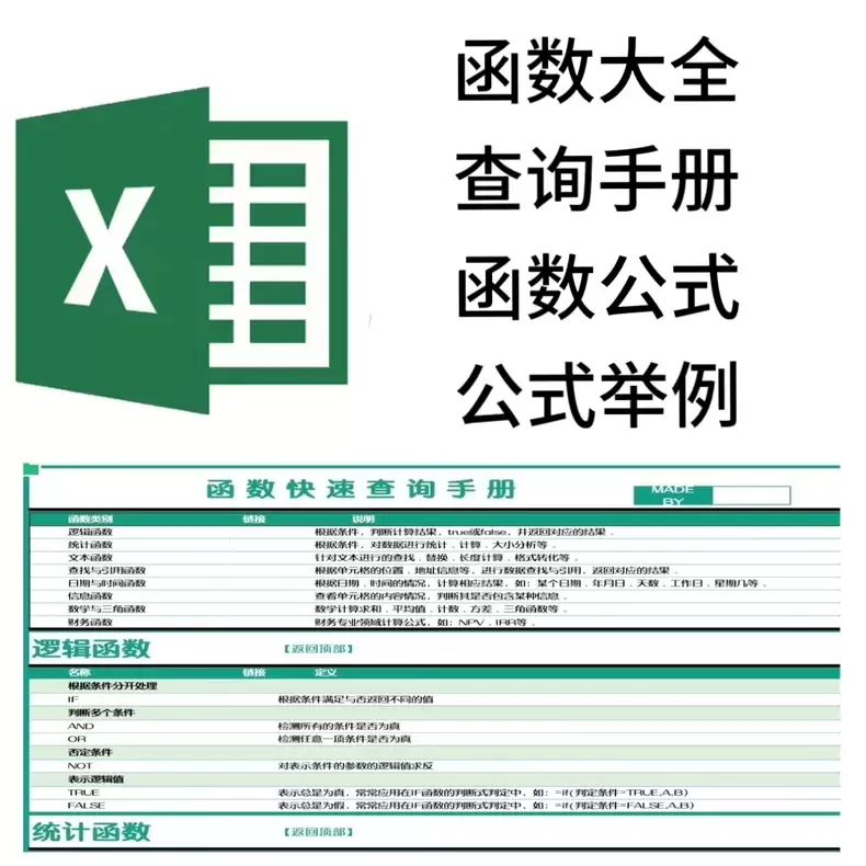 虚拟产品 397. 办公公式Excel函数查询手册 400个-小鱼项目网