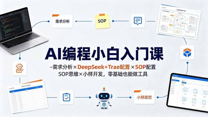 【2026.07.25】AI编程小白入门课-需求分析×DeepSeek+Trae配置×SOP思维×小样开发,零基础也能做工具-小鱼项目网