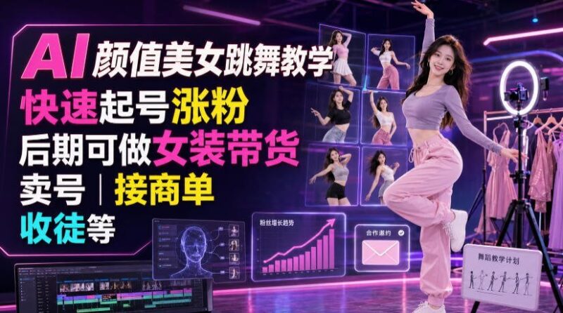 【2026.07.27】AI颜值美女舞蹈教学:快速起号涨粉,解锁女装带货、卖号、接商单、收徒等多重变现路径-小鱼项目网
