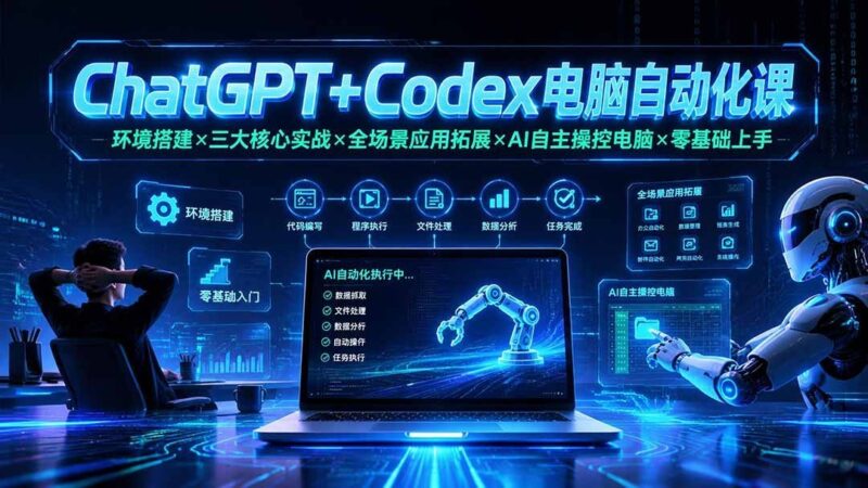 【2026.07.28】ChatGPT与Codex实操课：从环境搭建到AI自主操控电脑，零基础也能玩转全场景应用！-小鱼项目网
