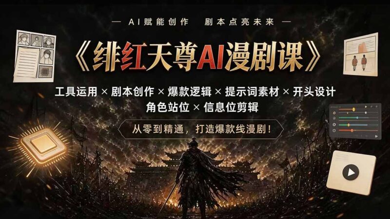 【2026.07.29】绯红天尊AI漫剧实战课:一站式掌握工具运用、剧本创作、爆款逻辑、提示词素材、开头设计与信息位剪辑-小鱼项目网