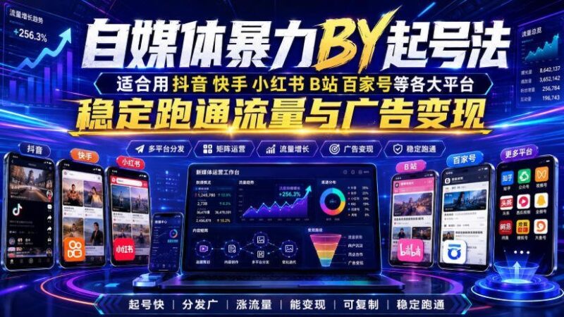 【2026.08.02】自媒体暴力搬运起号全攻略:抖音快手小红书B站百家号通用,稳定变现流量广告双收益-小鱼项目网