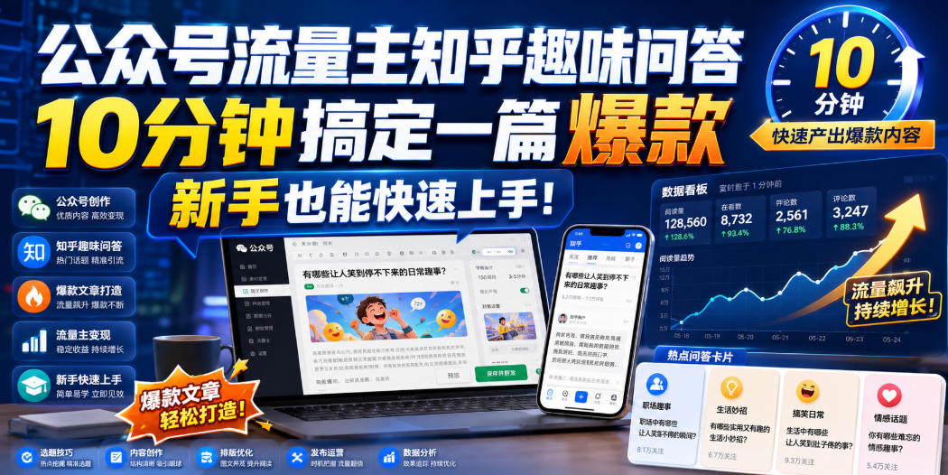 公众号流量主知乎趣味问答,10分钟搞定一篇爆款,新手也能快速上手!