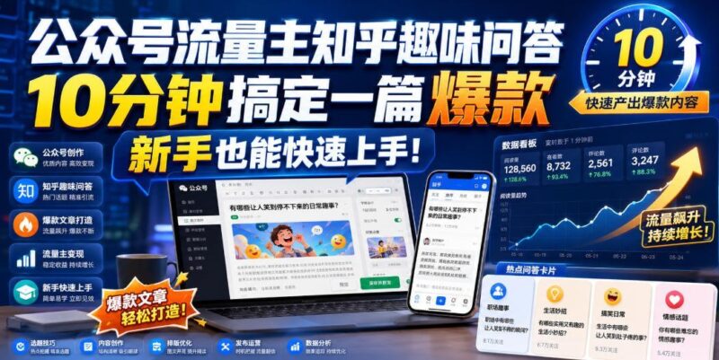 【2026.08.02】公众号流量主新玩法:知乎趣味问答,10分钟打造爆款文章,新手零基础也能轻松搞定!-小鱼项目网