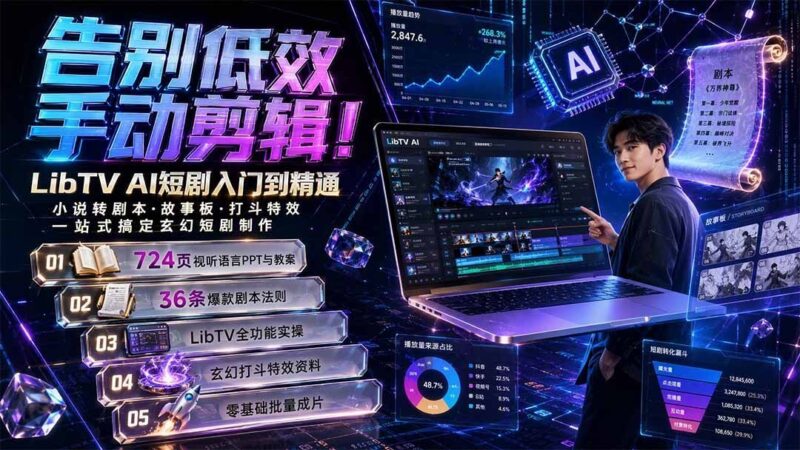 【2026.08.03】告别手动剪辑!用LibTV AI,小说秒变玄幻短剧,打斗特效一键生成-小鱼项目网
