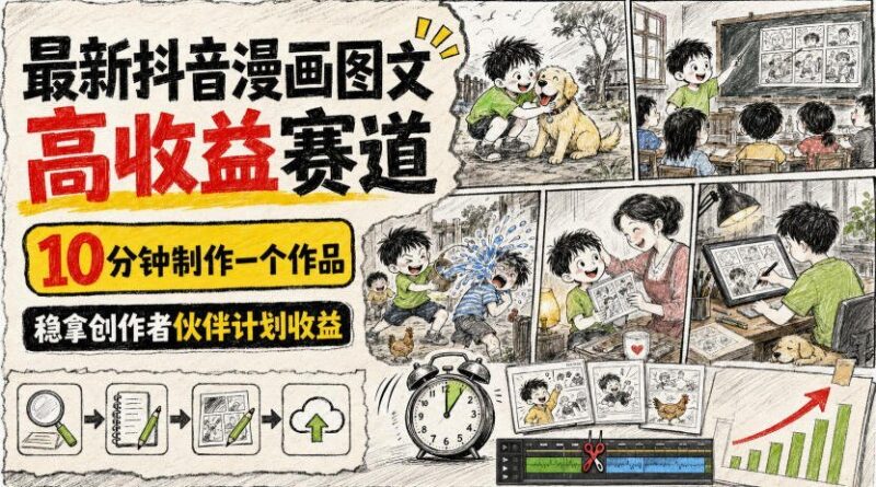 【2026.08.06】抖音漫画图文新风口!10分钟快速出片,稳定获取创作者收益-小鱼项目网