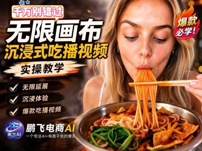 【2026.08.06】3步搞定沉浸式吃播!AI无线画布保姆级教程,手把手教你轻松出片-小鱼项目网