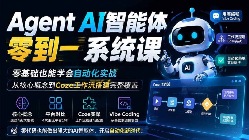 【2026.08.07】零基础玩转Agent AI智能体：从核心概念到Coze工作流实战全攻略-小鱼项目网