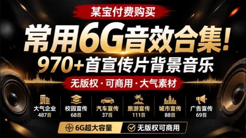 【2026.08.08】970+首大气宣传片BGM合集，无版权可商用，分类清晰的高质量音效素材库！-小鱼项目网