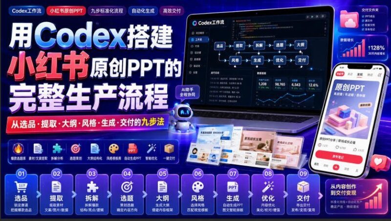【2026.08.10】用Codex打造小红书爆款PPT:从选品到交付的九步全流程拆解-小鱼项目网