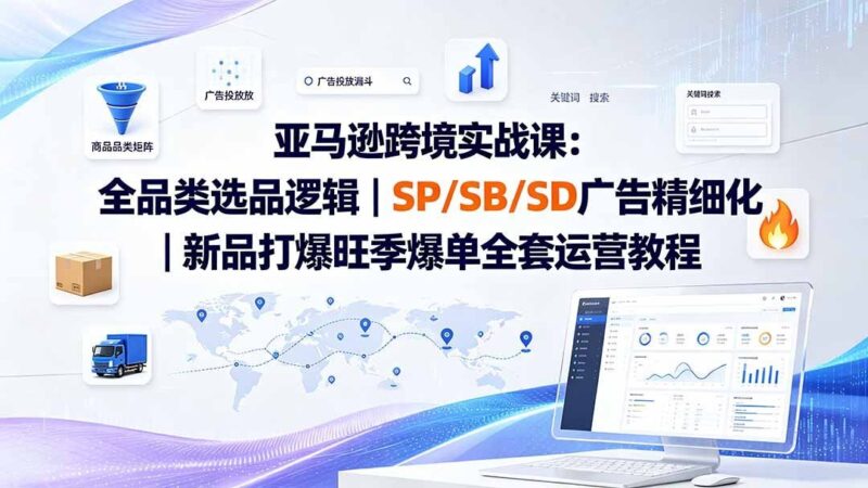 【2026.08.12】亚马逊爆单实战课:全品类选品逻辑×SP/SB/SD广告精投×新品旺季引爆全攻略-小鱼项目网