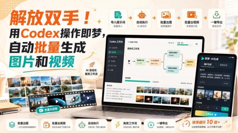 【2026.08.14】用Codex指挥即梦AI,一键自动批量产出图片与视频,彻底解放双手!-小鱼项目网