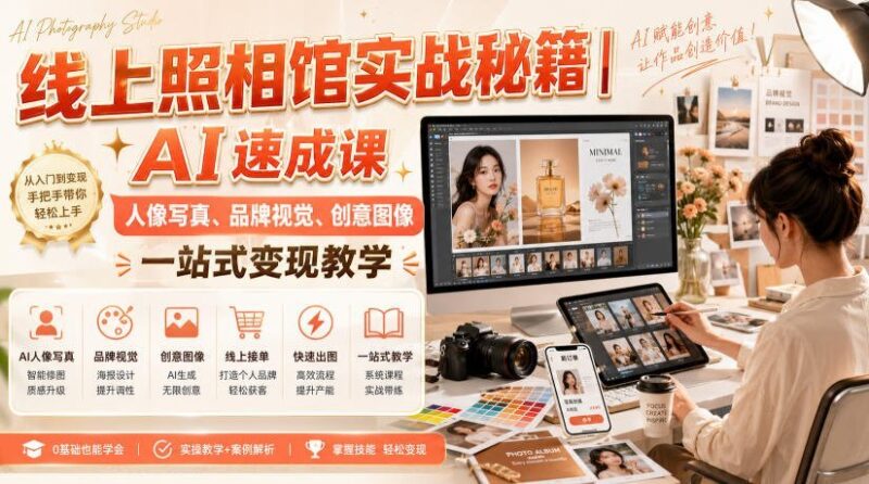 【2026.08.14】AI摄影变现全攻略|从人像精修到品牌视觉,零基础也能接单赚钱-小鱼项目网
