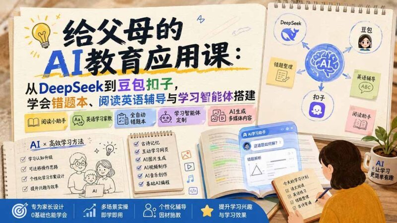 【2026.08.16】AI时代父母必修课:DeepSeek到豆包扣子,手把手教你搭建孩子专属学习智能体-小鱼项目网