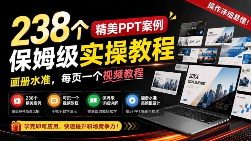 【2026.08.19】238个PPT案例实操精讲：画册级设计，每页视频手把手教学！-小鱼项目网