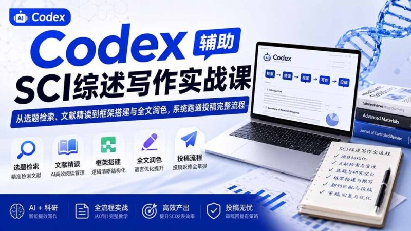 【2026.08.19】Codex实战训练营:从选题到投稿,一站式搞定SCI综述全流程-小鱼项目网