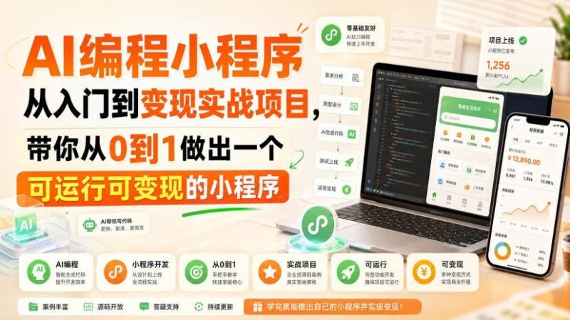 【2026.08.20】AI编程小程序实战:从零搭建到盈利,手把手教你做出可上线变现的完整项目-小鱼项目网