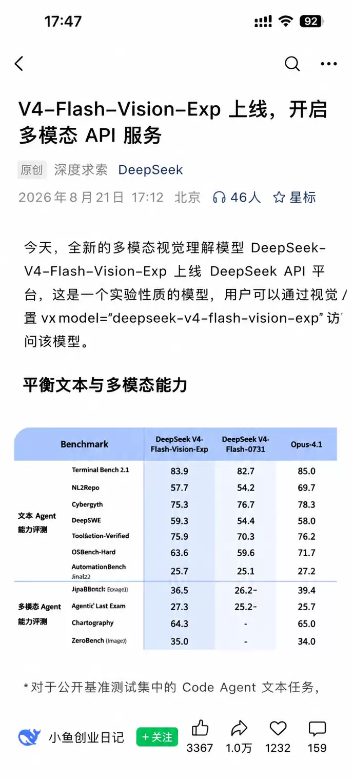 说个信息，Deepseek 的多模态能力也上了 这是一个单独-小鱼项目网