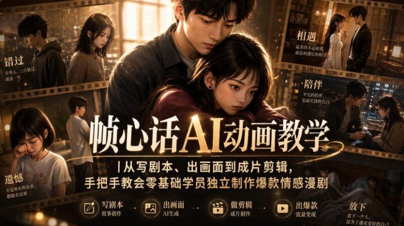 【2026.08.23】零基础也能做爆款情感漫剧!帧心话AI全流程教学,从剧本到成片一网打尽-小鱼项目网