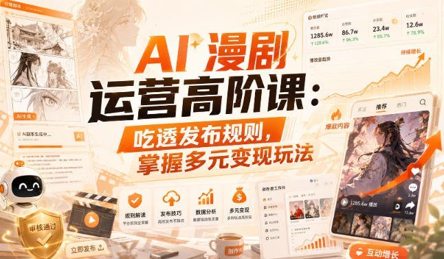 【2026.08.23】AI漫剧运营进阶指南:玩转发布机制,解锁多元变现新思路-小鱼项目网