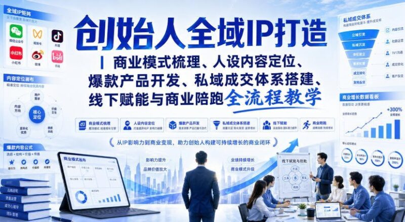 【2026.08.23】创始人IP全域增长实战课:从商业模式设计、人设内容定位到爆款产品打造,再到私域成交闭环与线下商业陪跑,一站式全流程赋能教学-小鱼项目网