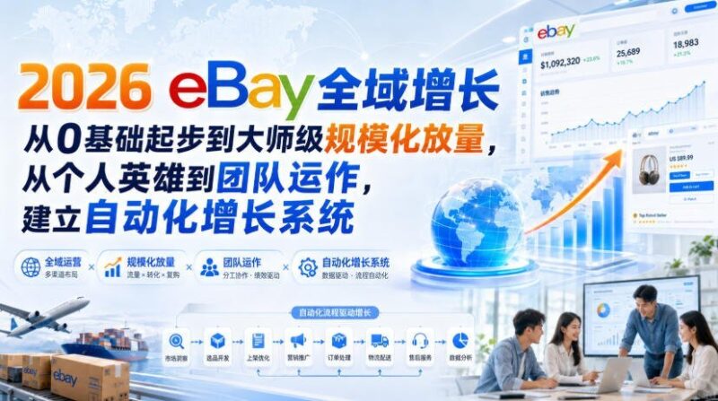 【2026.08.23】2026 eBay全域增长终极指南:从零基础到规模化放量,打造自动化增长引擎,实现团队化高效运作-小鱼项目网