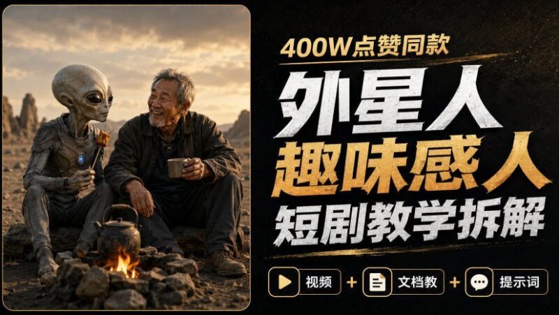 【2026.08.24】爆火400W赞！外星人题材短剧爆款拆解，视频+文档+提示词全攻略-小鱼项目网