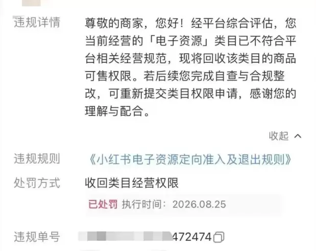 之前强开小红书电子资源类目的同行，最近都被收回权限了 其实我-小鱼项目网