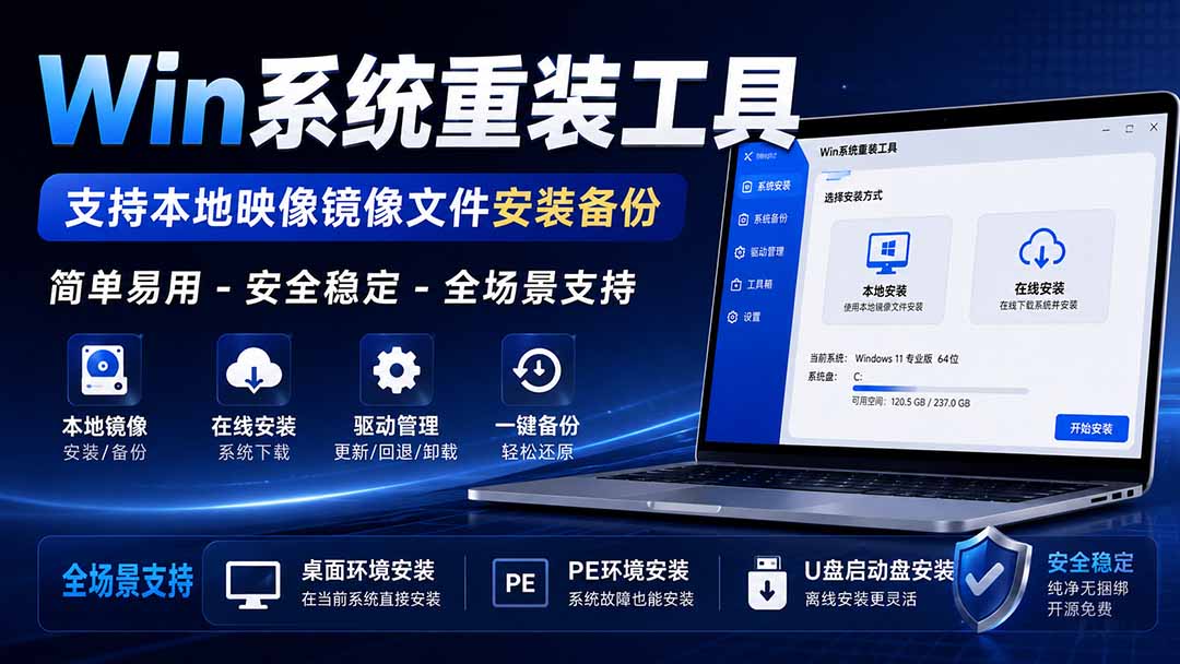 【2026.09.02】Win系统重装利器,本地镜像安装备份一键搞定,安全稳定兼容全场景-小鱼项目网