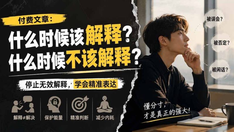 【2026.09.03】解释的智慧:何时开口,何时沉默?-小鱼项目网