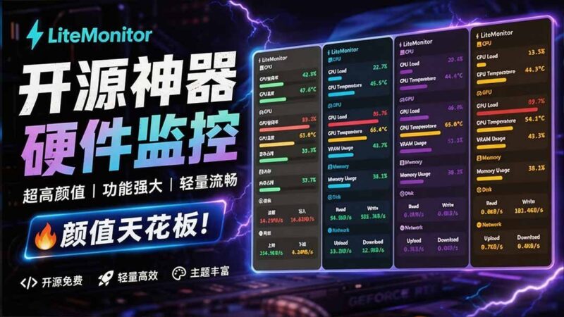 【2026.09.04】LiteMonitor:3.3K星开源神器,让你的电脑桌面变身炫酷实时监控面板!-小鱼项目网