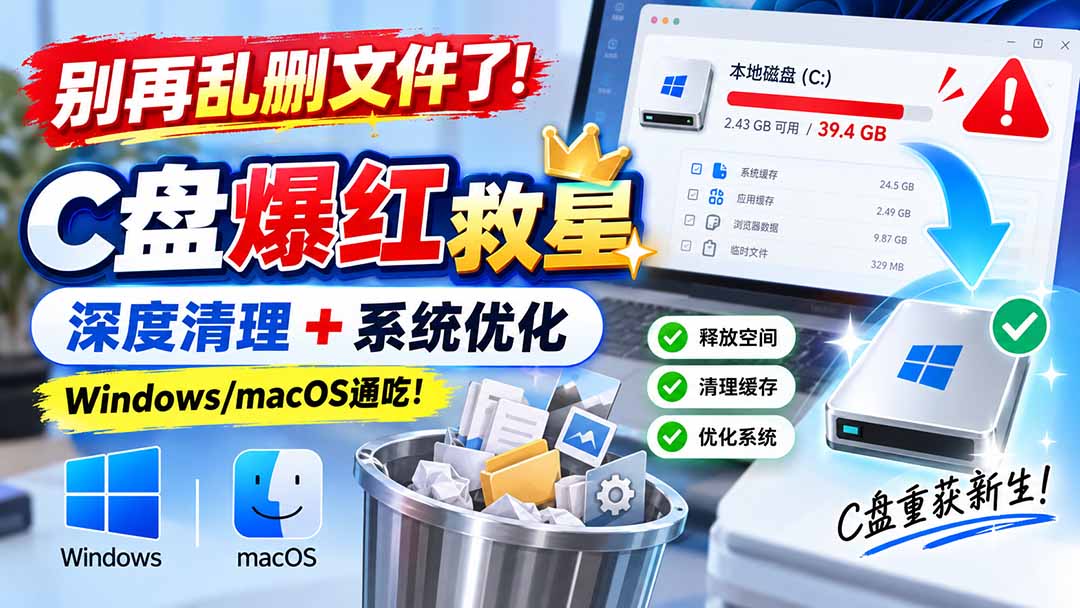 【2026.09.05】C盘告急别慌！这招深度清理+优化术，让Windows和Mac瞬间瘦身提速！-小鱼项目网