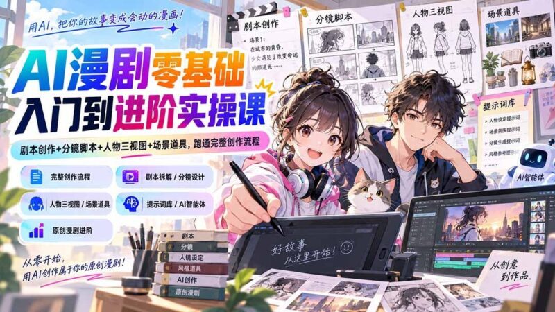 【2026.09.09】AI漫剧全流程实战课：从零基础到进阶，一次掌握剧本、分镜、角色与场景设计，轻松跑通创作闭环-小鱼项目网