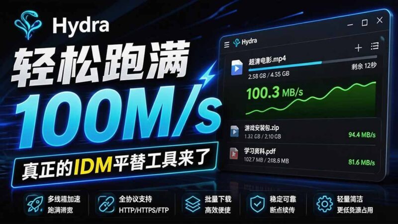 【2026.09.09】告别龟速下载!这款开源多线程神器,轻松跑满100M/s,浏览器一键智能加速,堪称IDM最佳平替!-小鱼项目网