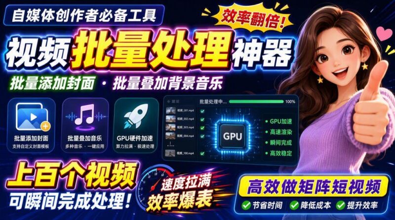 【2026.09.12】一键批量给视频首帧添加封面，无需剪辑软件轻松搞定-小鱼项目网